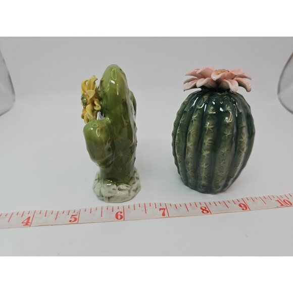 Hand Crafted Ceramic Cactus with Flowers Salt & Pepper Shakers, Home Décor, Gift - Picture 7 of 12